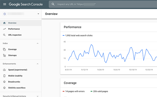 Google Search Console dashboard