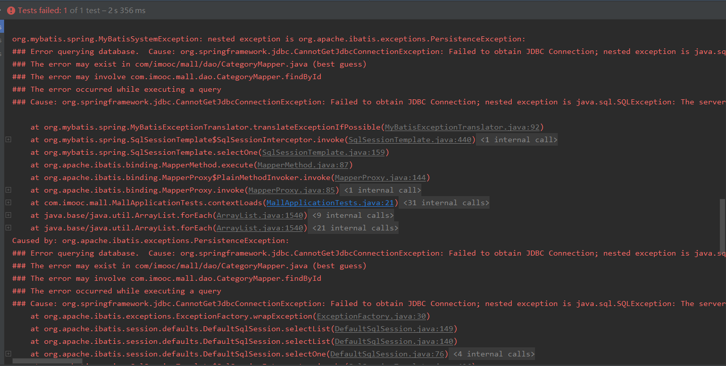 Failed to obtain JDBC Connection； nested exception is java.sql.SQLException