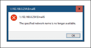 The specified network name is no longer available