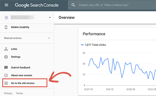 Switch to the old Google Search Console