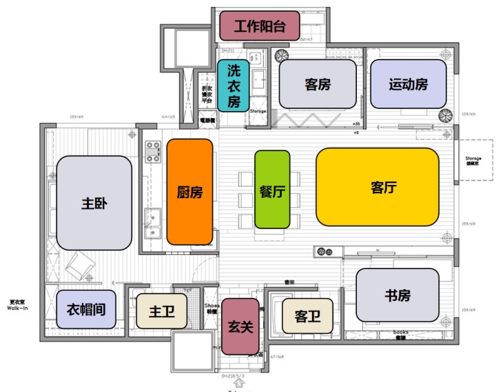 房间平面图100㎡细分成13个区域别人家的房间规划细致到我想象力枯竭