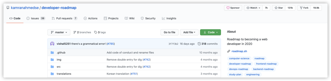 GitHub上3天1W赞的程序员学习路线！入门进阶都非常实用