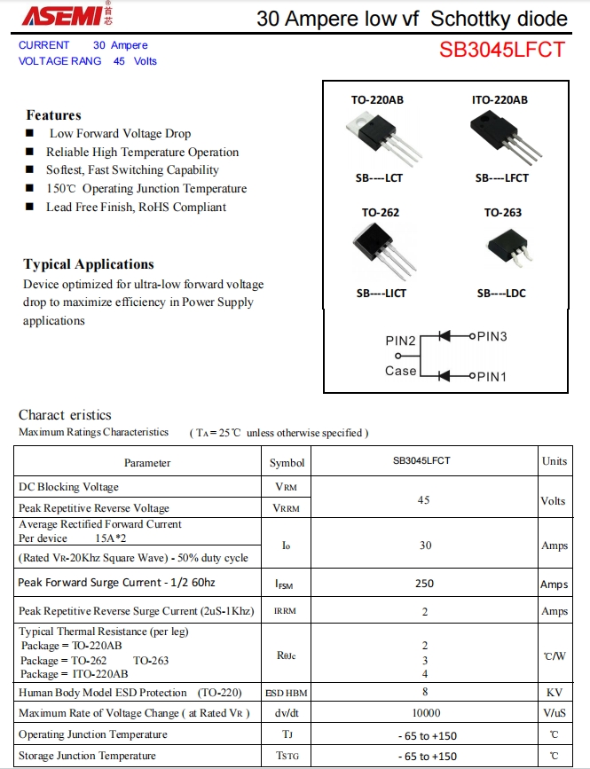 SB3045LFCT-ASEMI无人机专用SB3045LFCT_SB3045LFCT_02