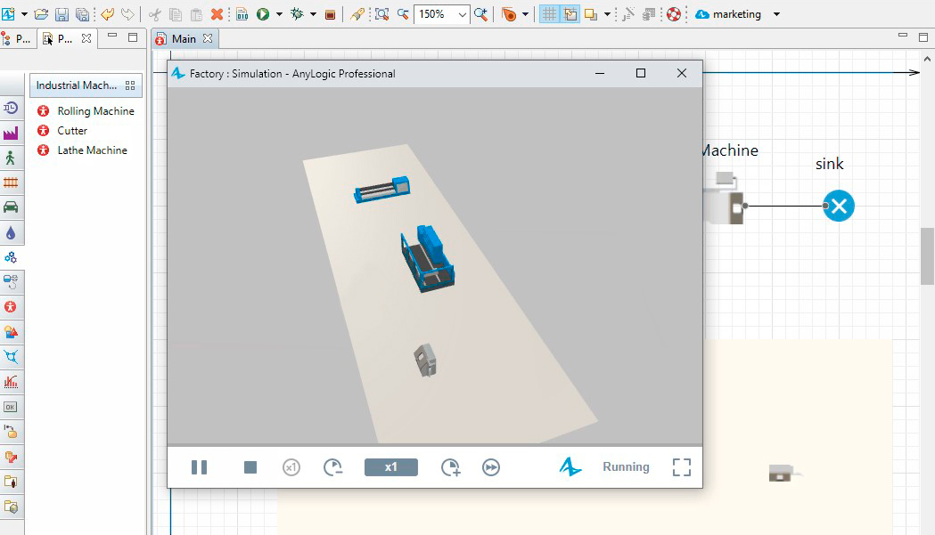 Dropping custom library elements on the Canvas in AnyLogic with animation appearing