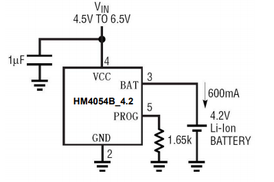 hm4054b线性单节锂电充电芯片的数据手册