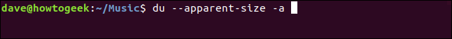 The "du --apparent-size -a" command in a terminal window.