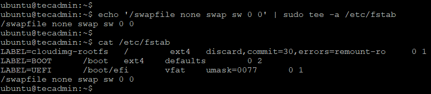 Update fstab for Swapfile on Ubuntu