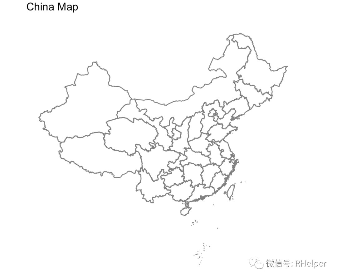 可以得到基本的中国地图,如下图:ggplot () geom_path(data=cnmapdata