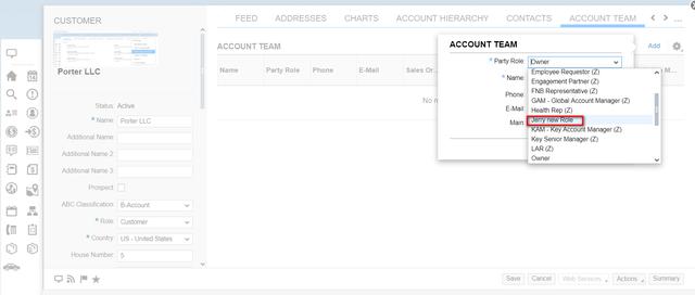 SAP Cloud for Customer的Account Team里的role如何配置