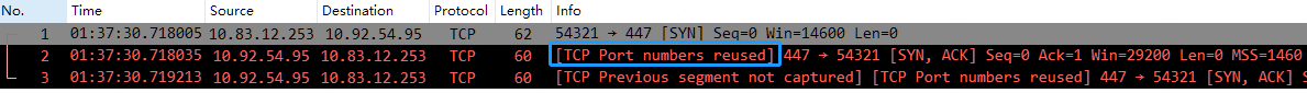 TCP Analysis Flags 之 TCP Port numbers reused