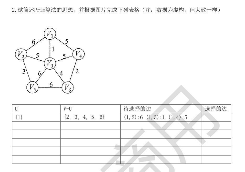 854数据结构简答题---图