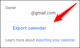 The "Export calendar" button