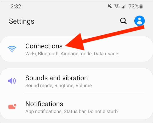 Tap the "Connections" or "Network & Internet" Option