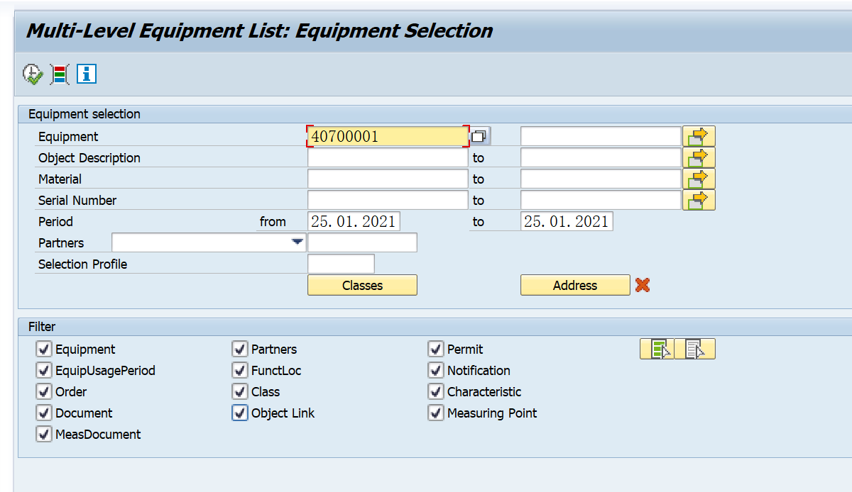 SAP PM Getting Started Series 21-IE07 Equipment List