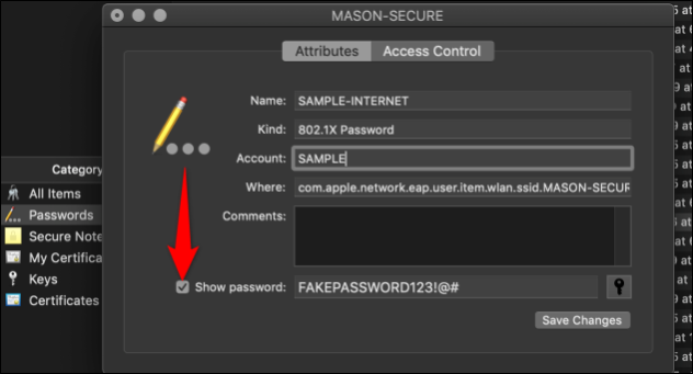 Show Password in Keychain Access on macOS