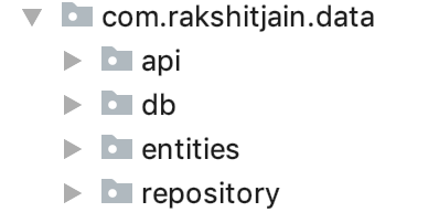 The data layer structure of the application