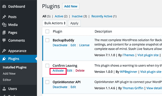 Activate plugin