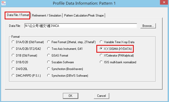 导入dat文件第三弹xrd精修数据转换及pcr文件获取