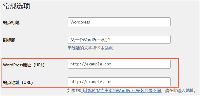 wordpress url