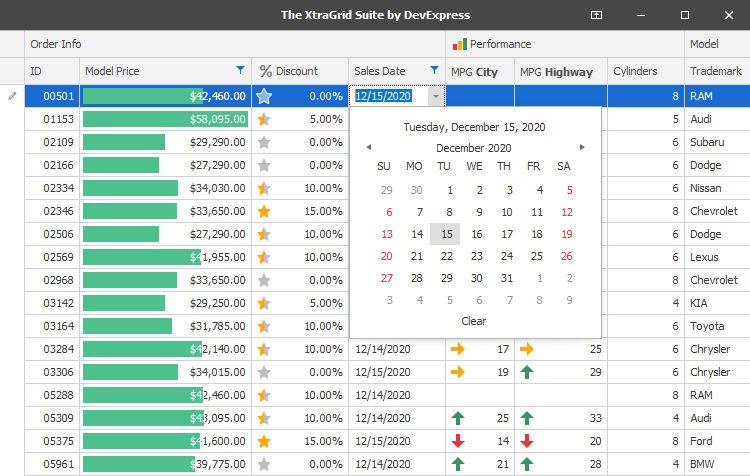 DevExpress WinForms データ エディター コンポーネント アトラス