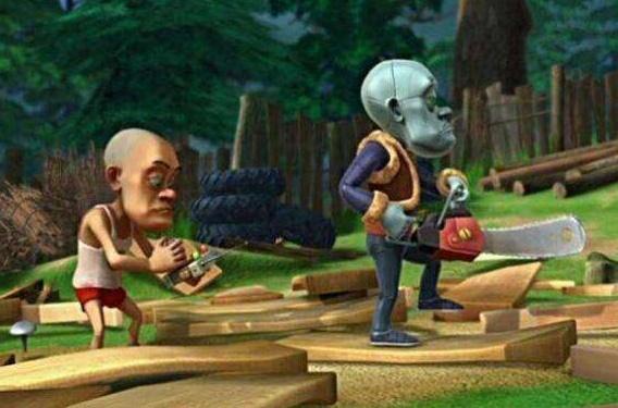 光头强的圆球机器人视频熊出没李老板竟然给光头强升