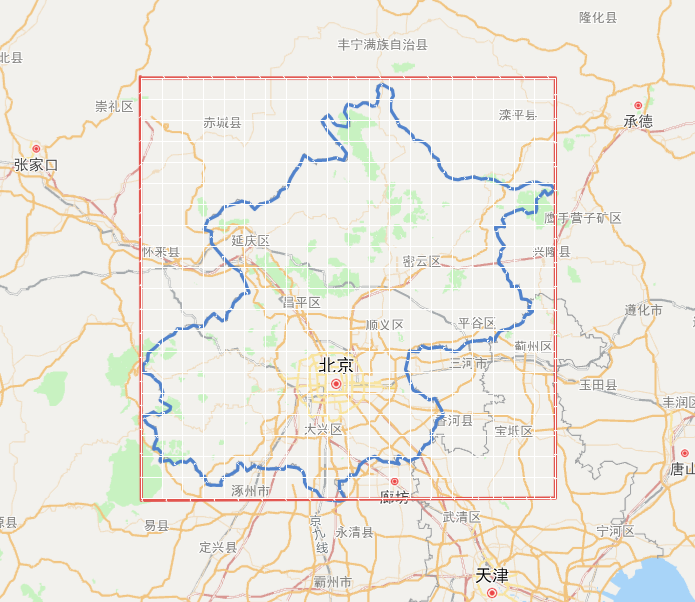 既然我们得到了北京所属矩形区域的边界点经纬度,那么直接这个矩形