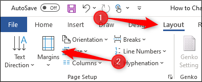 Select Margins in Page Layout section