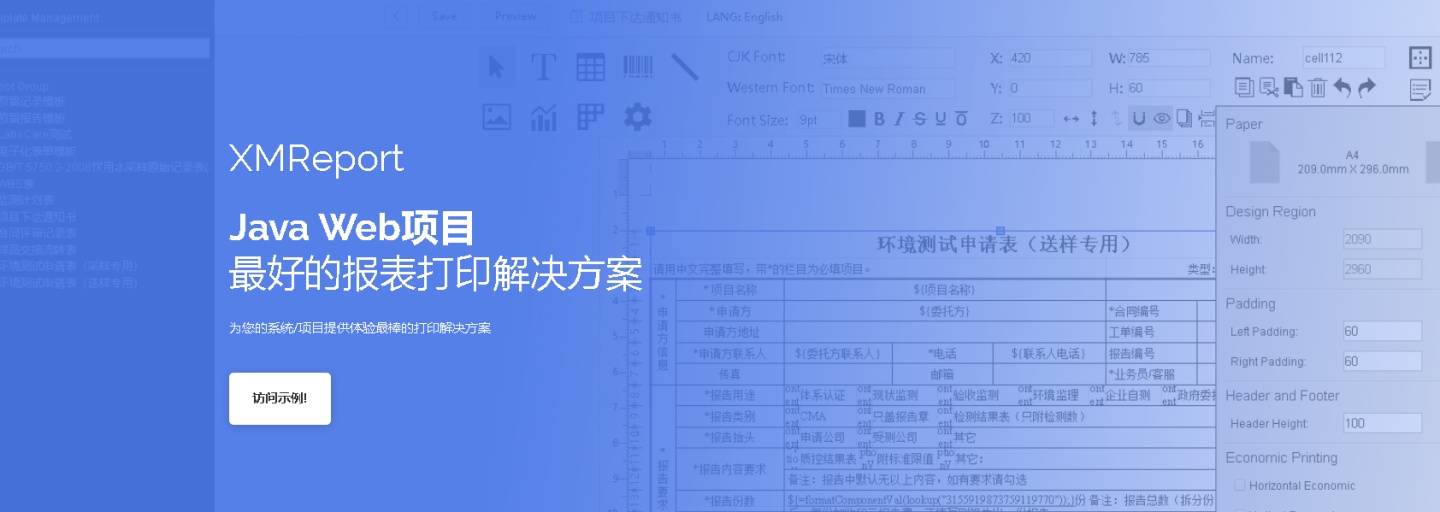 saas java框架_XMReport-提供web项目Java套打解决方案