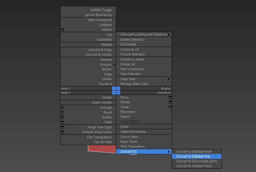 Right click and convert to editable poly