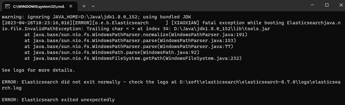 Elasticsearch——》解决启动报错fatal Exception While Booting Elasticsearchjava ...