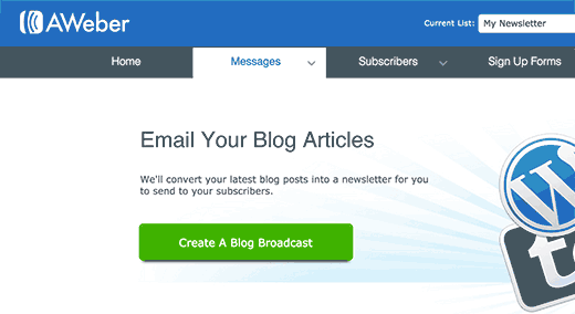 Create a blog broadcast