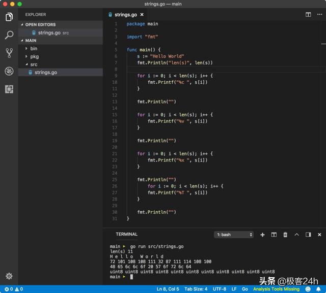 golang bytes数组转io.writer_「Golang系列」 深入理解Golang中得String类型CSDN博客