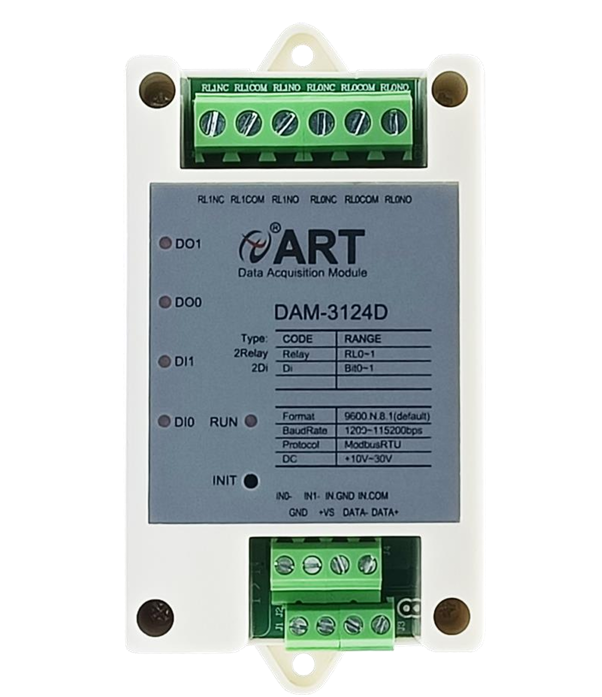 DAM-3124D 2路隔离数字量输入 2路C型信号继电器输出模块 输入输出联动功能_数字量隔离输入