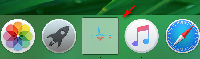 Showing the Activity Monitor's network usage Dock graph in Packet mode