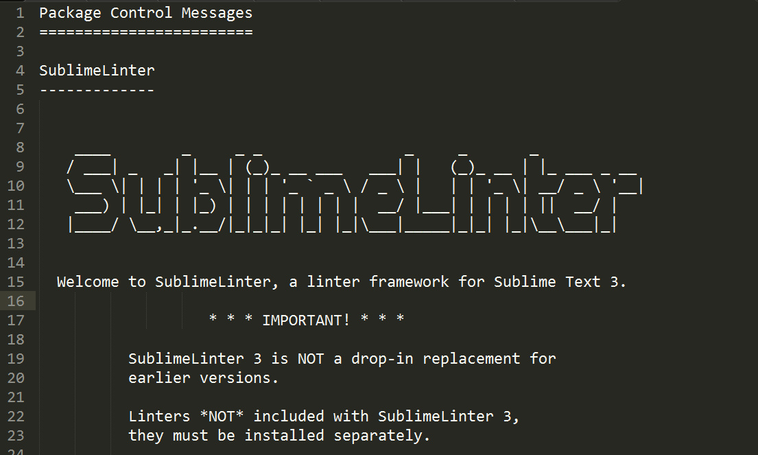 SublimeLinter安装