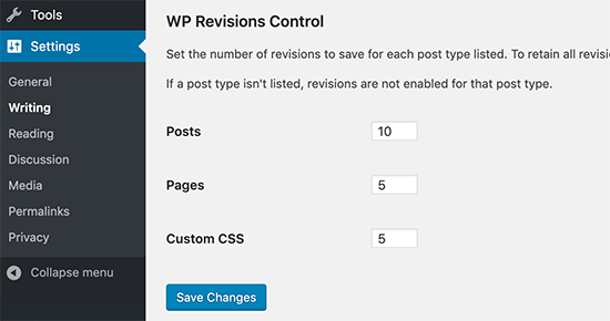 WP Revisions Control