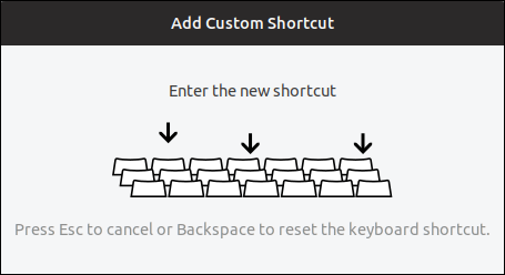 enter the new shortcut prompt