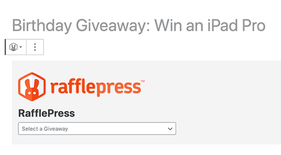 Select giveaway Select giveaway