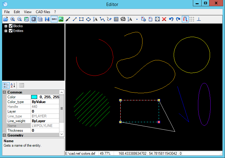 Редактирование примитивы в CAD .NET