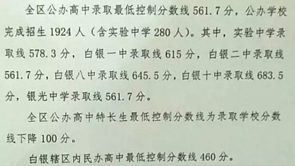 2021会宁三中高考成绩查询,2021甘肃省白银市中考录取分数线预测