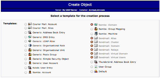 LDAP object selection