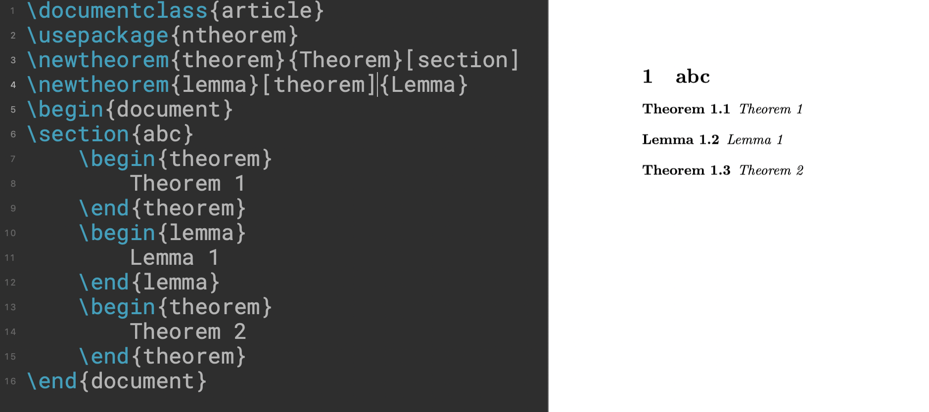 theorem, lemma 统一编号