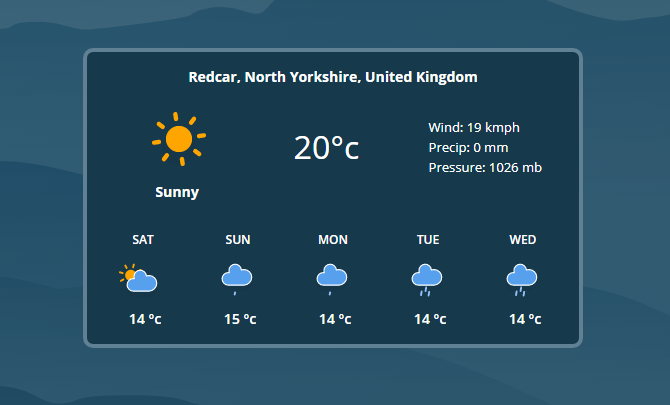 Weatherstack 应用程序屏幕截图