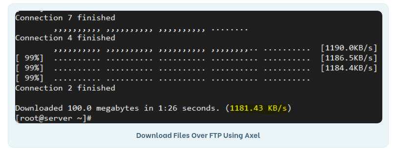 Axel – 用于 Linux 的命令行文件下载加速器