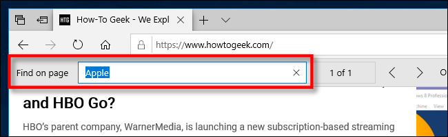 Find in page in Edge on PC