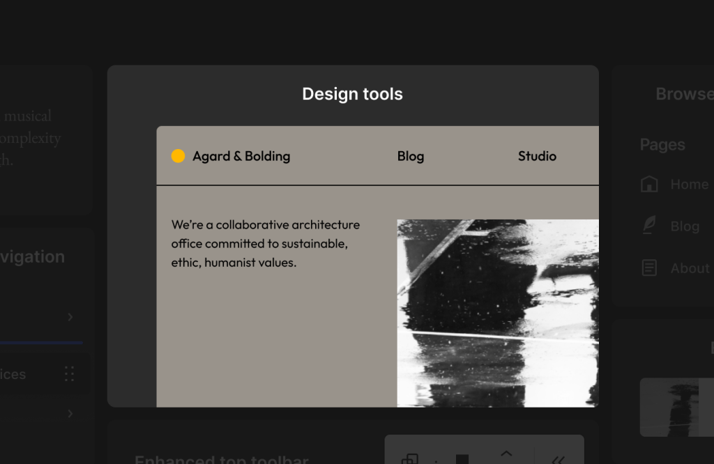 代表站点编辑器中新设计工具的图像