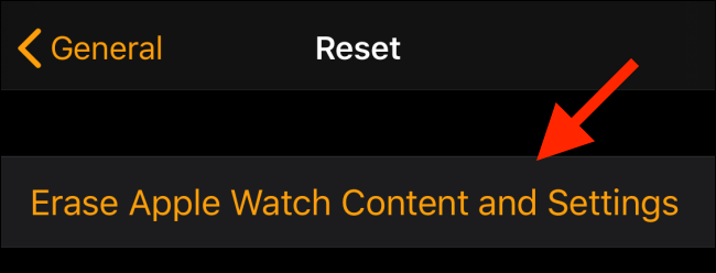 Tap on Erase Apple Watch Content and Settings