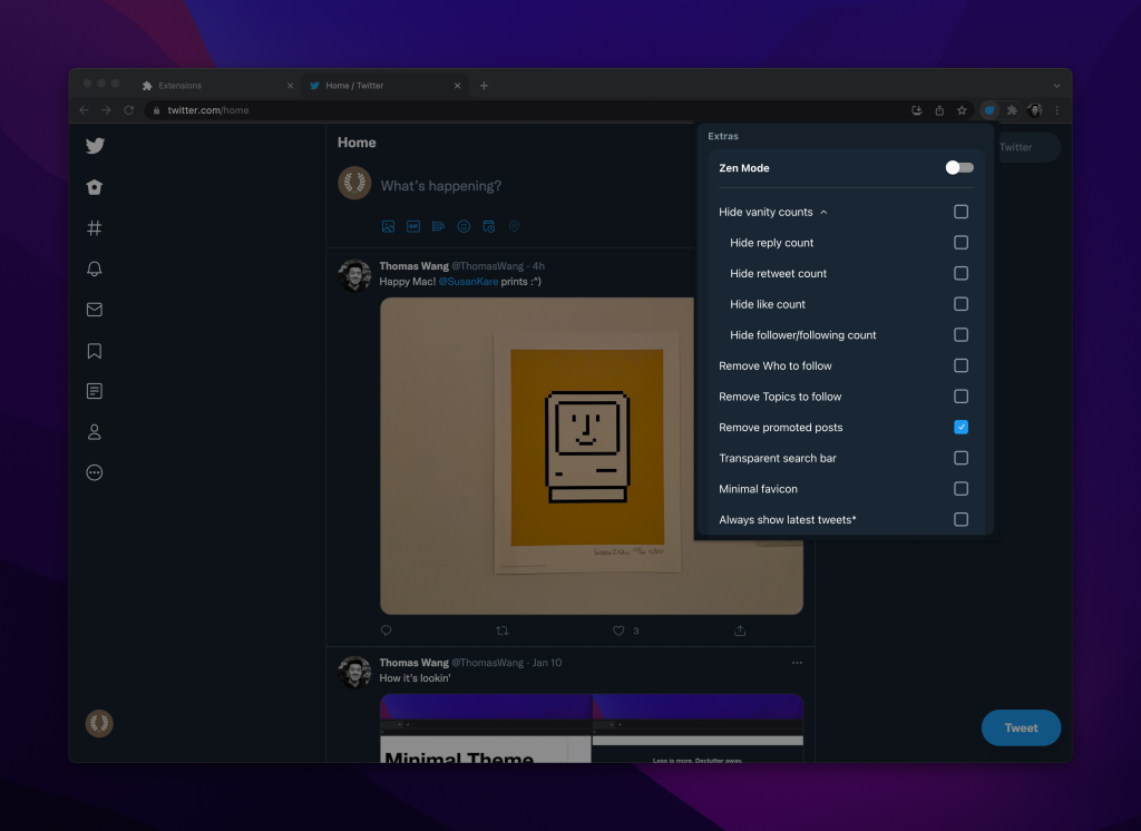 minimal theme for twitter 4.