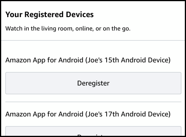 Prime Video Mobile Registered Device