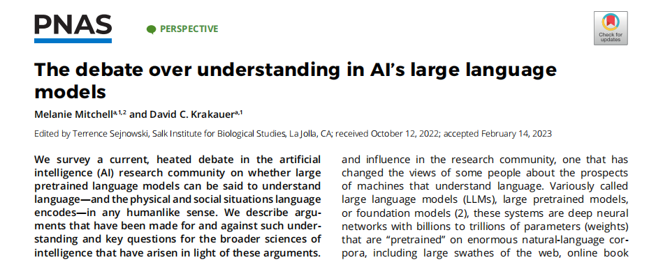 NEWS|关于人工智能大型语言模型能否理解的争论